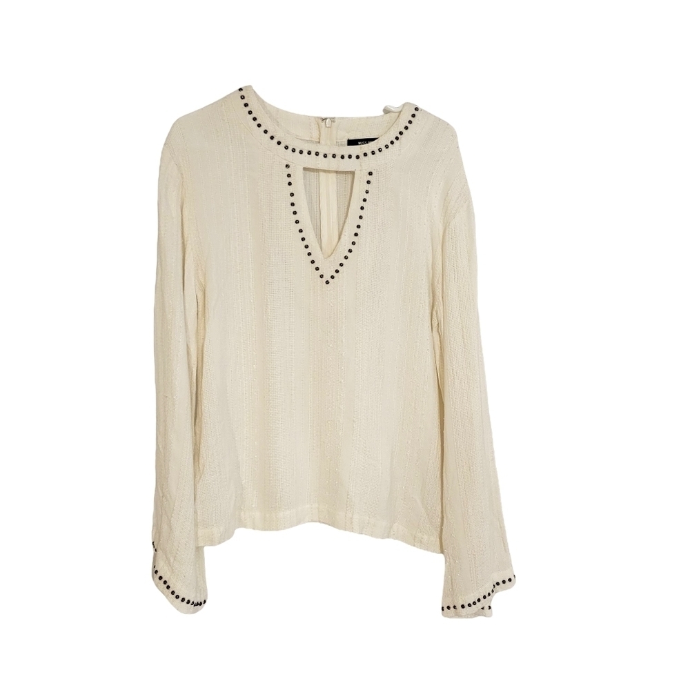 Miss Me White Studded Boho Tunic Shirt